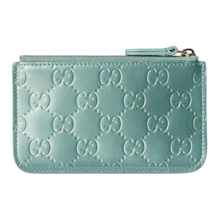 GUCCI GG Emblem Key Pouch Light Blue