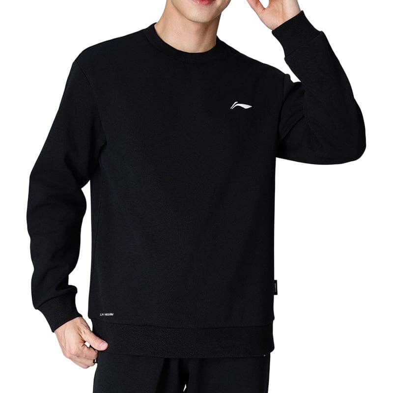 LiNing Sweatshirts Black (FleeceLined) Crew Neck Thickened Straight Fit