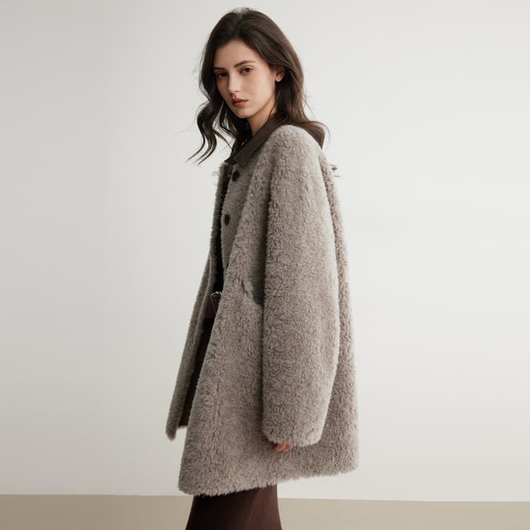 ELLE Furs Gray Brown Lapel Moderate