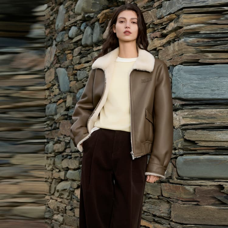 ELLE Furs Coffee Lapel Moderate