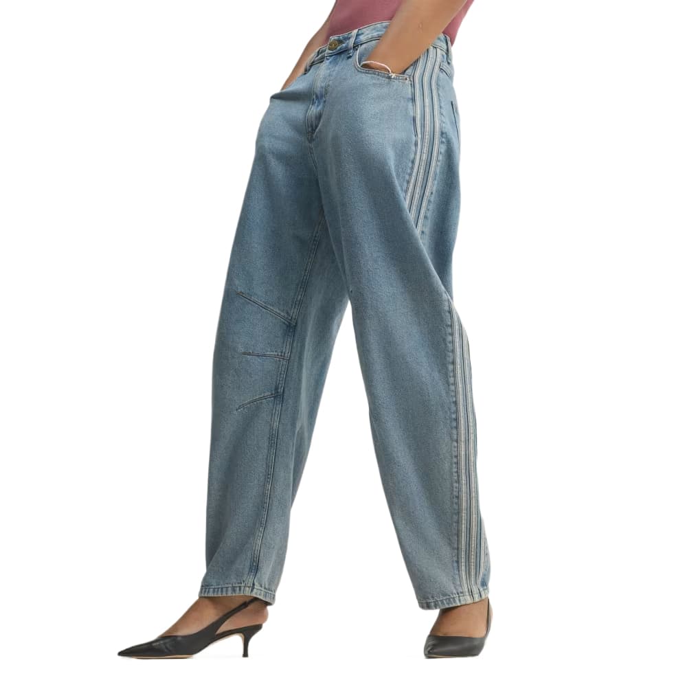 Adidas Originals Jeans Vintage Blue Color Moderate Wide Leg