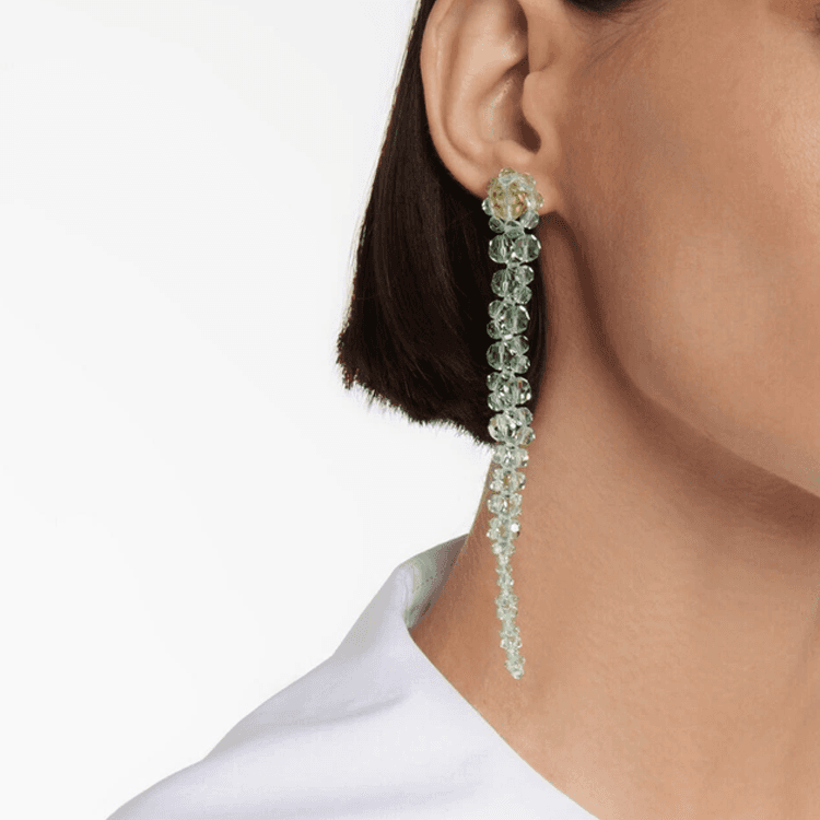 SIMONE ROCHA Gold Plated Brass With Glass Stone Drop Earrings Green