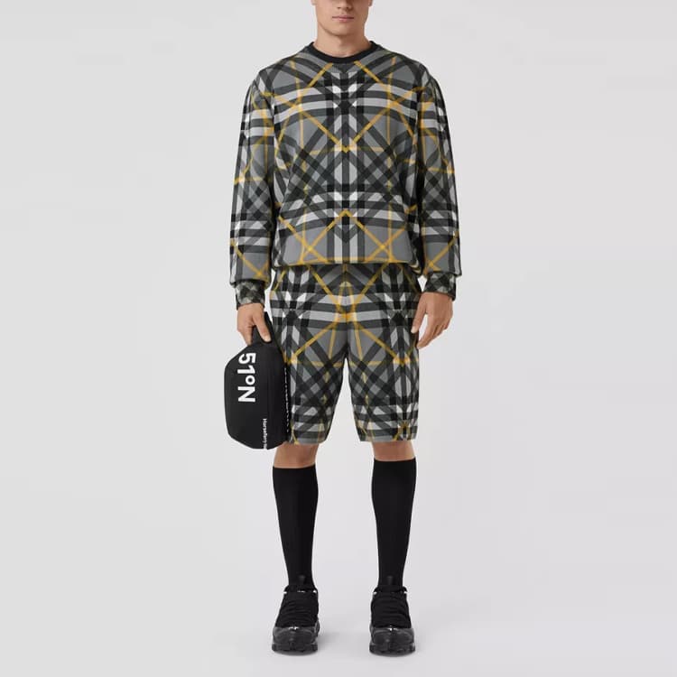 Burberry Men Layered Check Cotton Jacquard Jumper