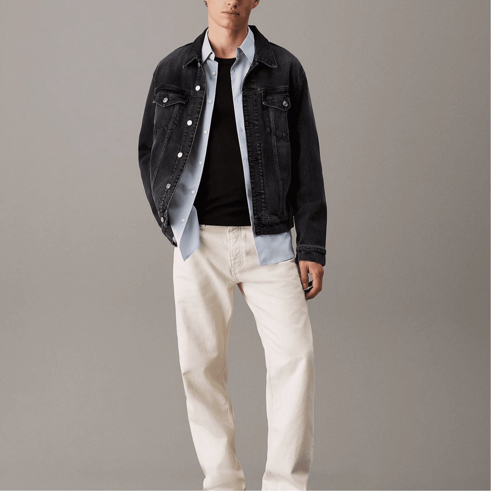 CALVIN KLEIN Denim Jacket Europe Version Denim Black
