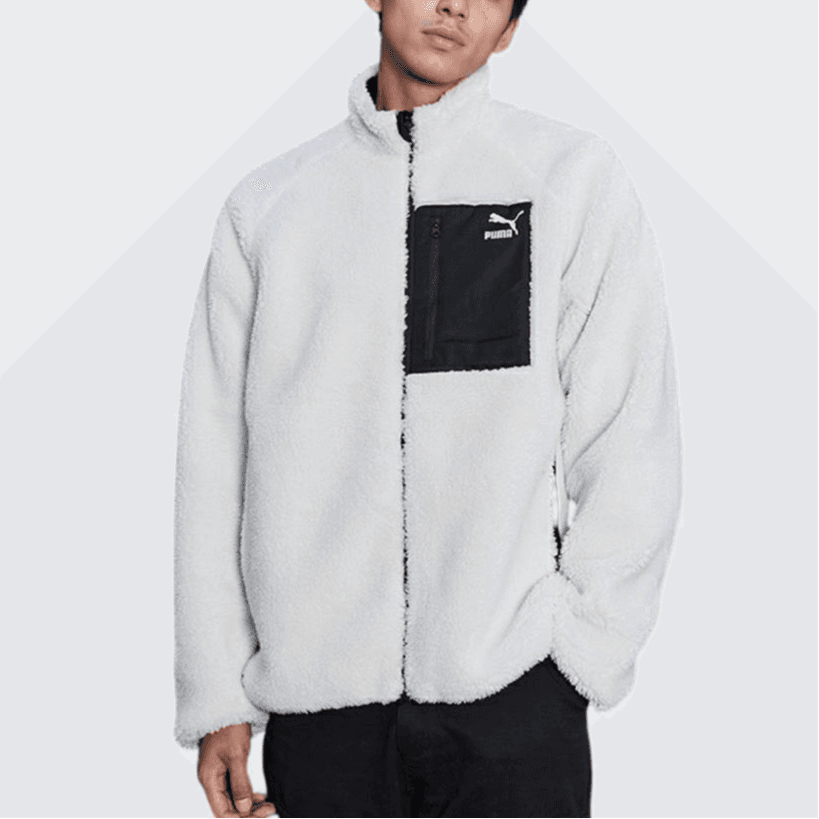 PUMA T7 Fleece Jackets White Stand Collar Thickened