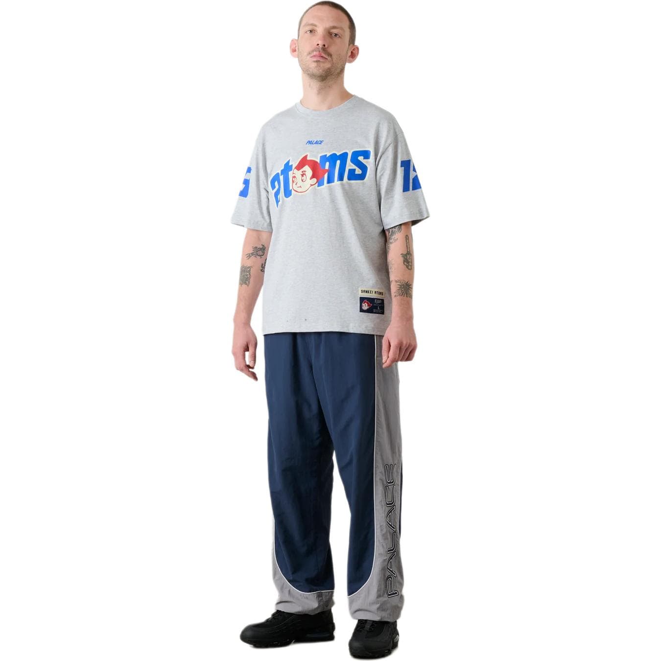 PALACE X EBBETS FIELD FLANNELS Ebbets Field Flannels TShirts Gray Crew Neck Moderate Straight Fit