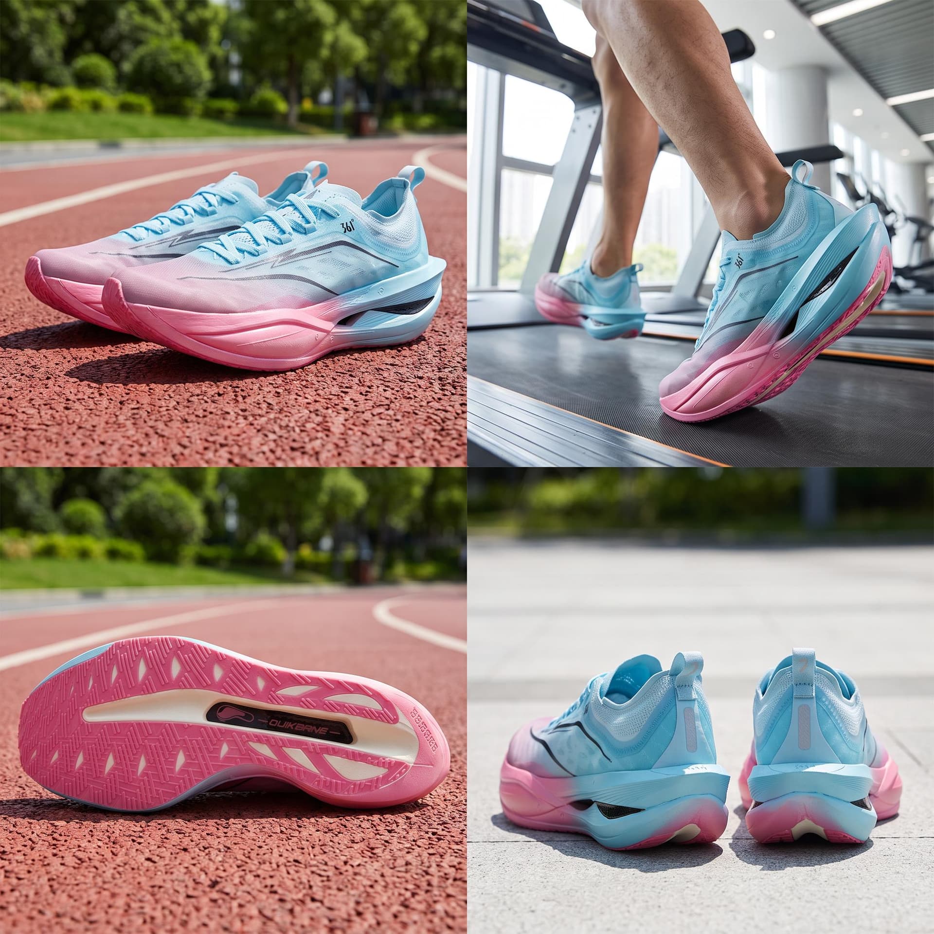 361° Furious Future 2.0 Breathable Carbon Plate Marathon Racing Blue Pink