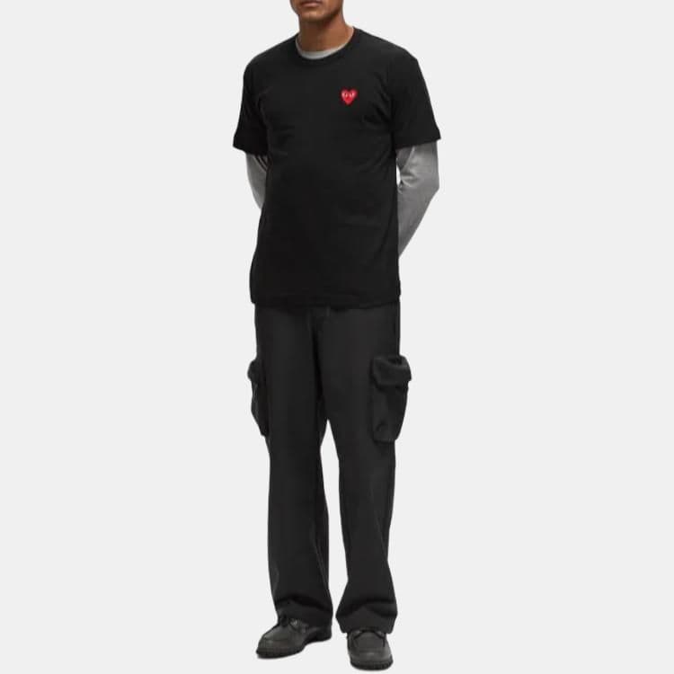 CDG Play T Shirts Black Crew Neck Moderate