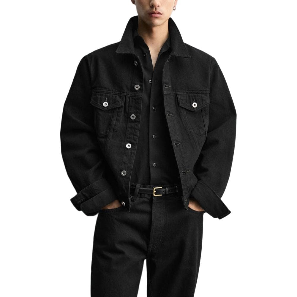 ZARA Denim Jackets Black Lapel Moderate Straight Fit