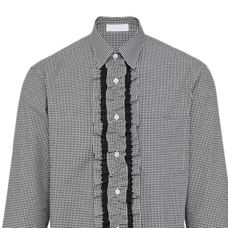 PRADA Shirts Black Lapel Moderate Straight Fit