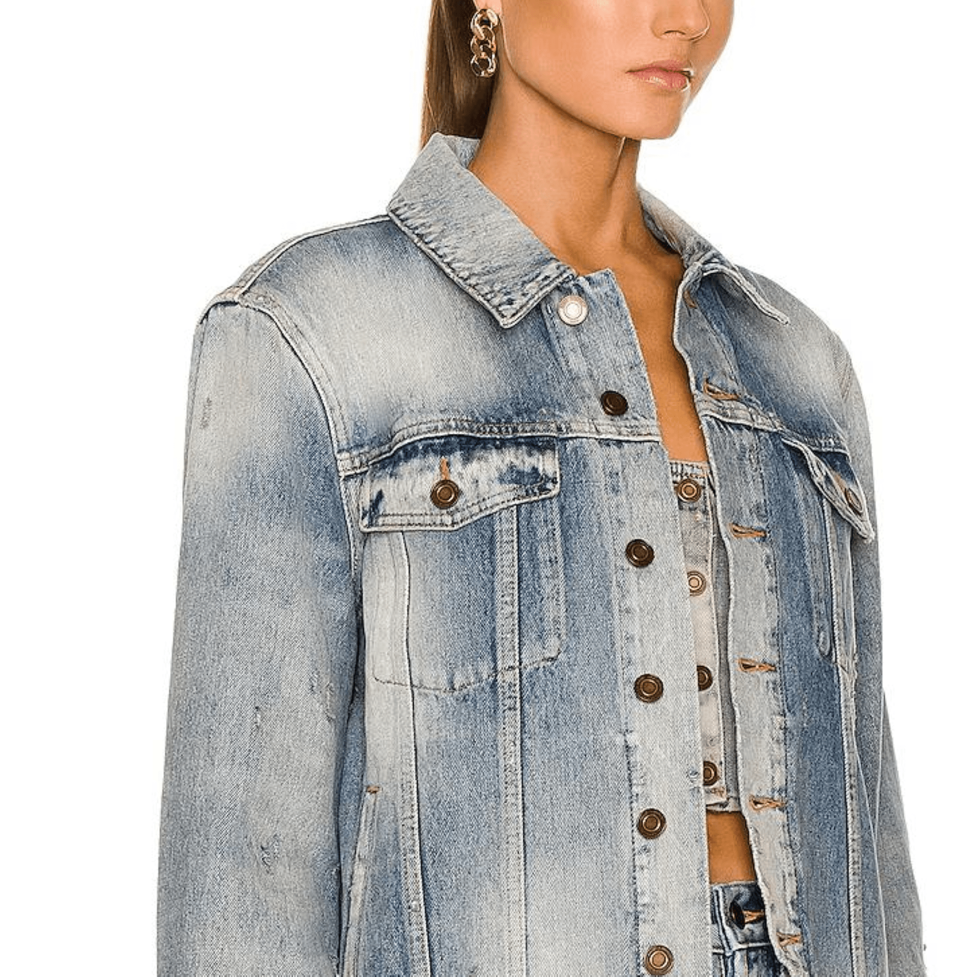 SAINT LAURENT Boyfriend Denim Jacket Hilton Sky Blue