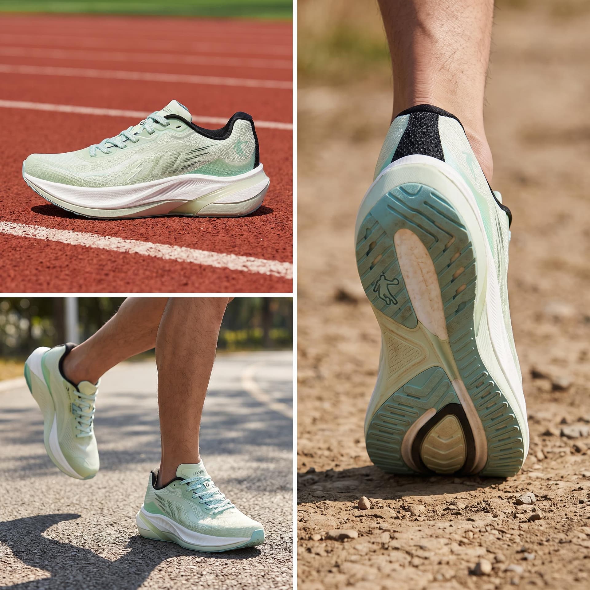 QIAODAN Phantom Rubber Outsole Sprint Celadon Light Gray Green
