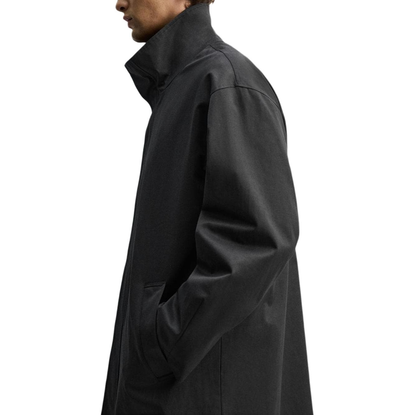 ZARA Parka Black Stand Collar Moderate