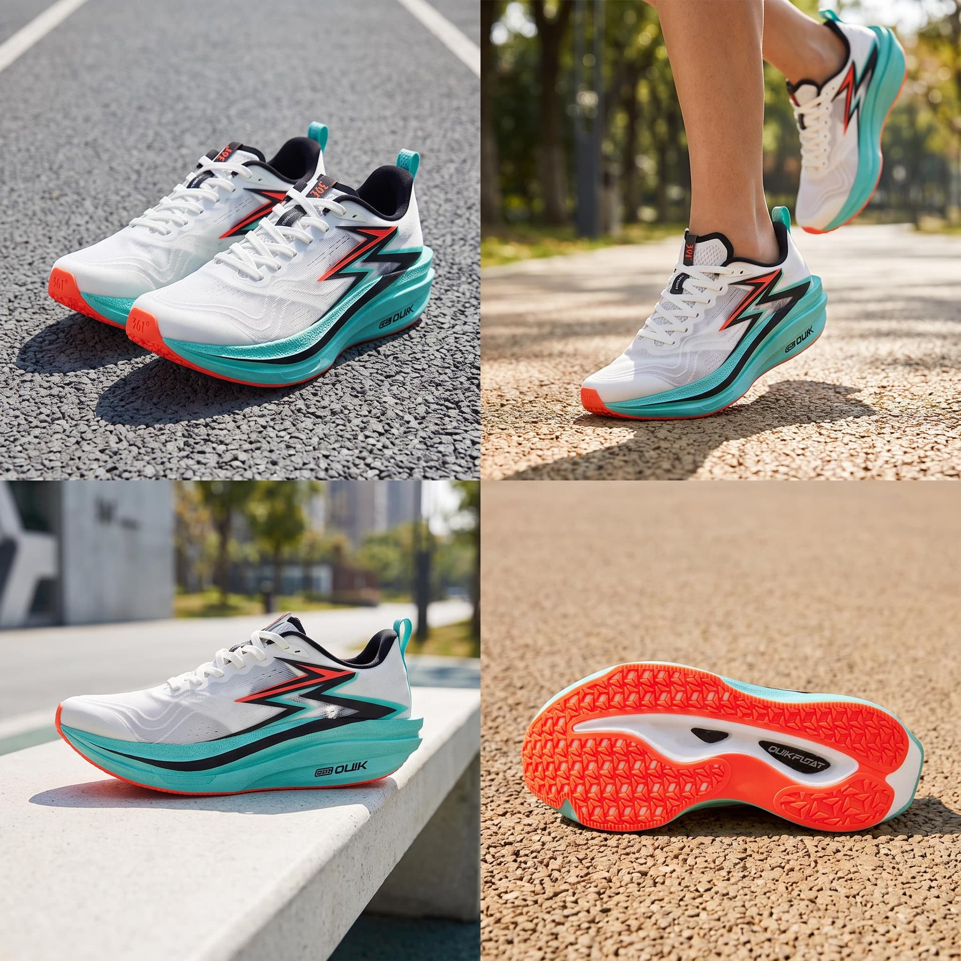 361° Flame 4 MIX Breathable Carbon Plate Marathon Racing White Blue