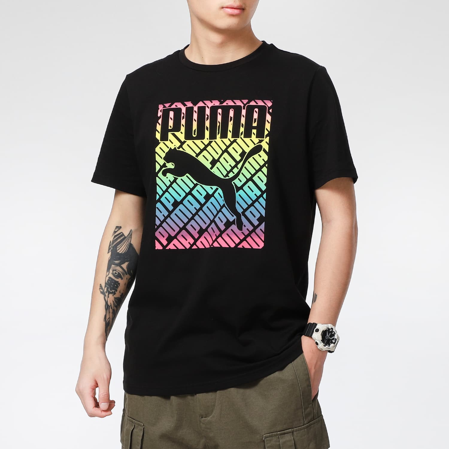 PUMA TShirts Black Crew Neck Moderate Straight Fit