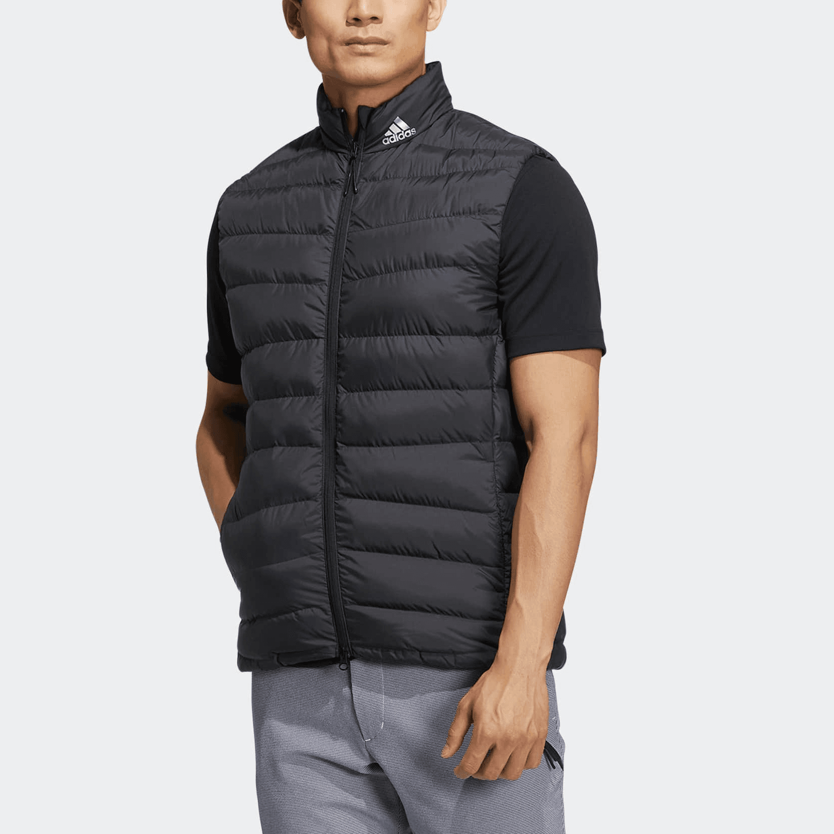 Adidas Down Vests Black Stand Collar Moderate Other