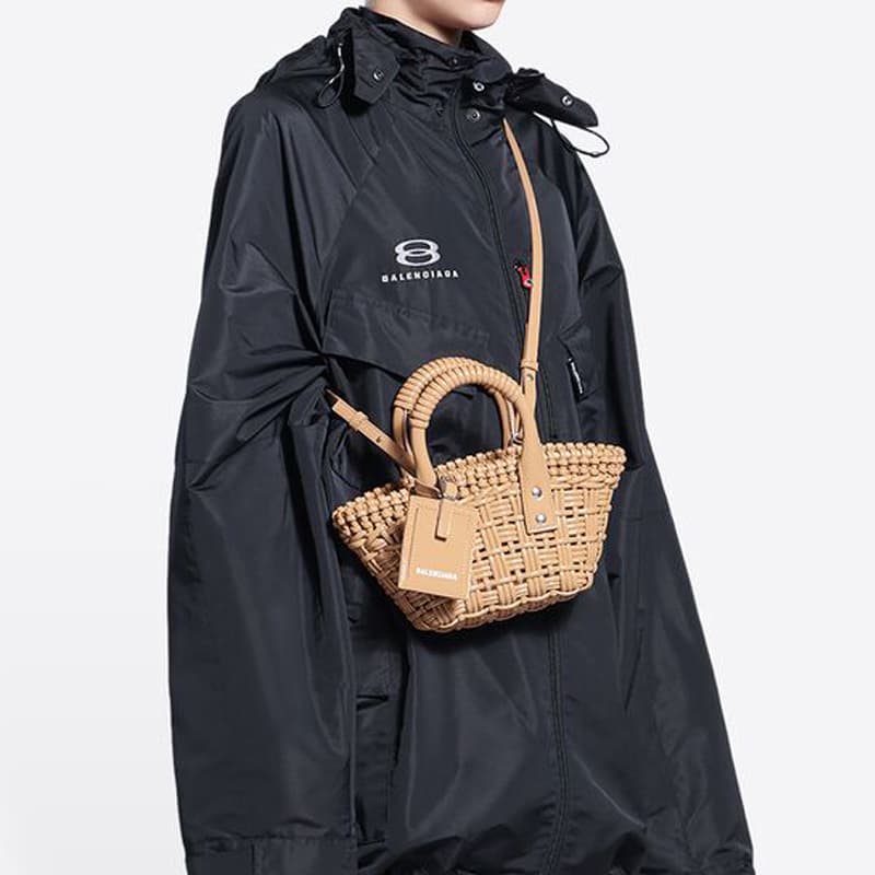 Balenciaga Bistro Polyurethane Basket Bag, Handbag, Shoulder Bag, Crossbody Bag Extra Small Brown