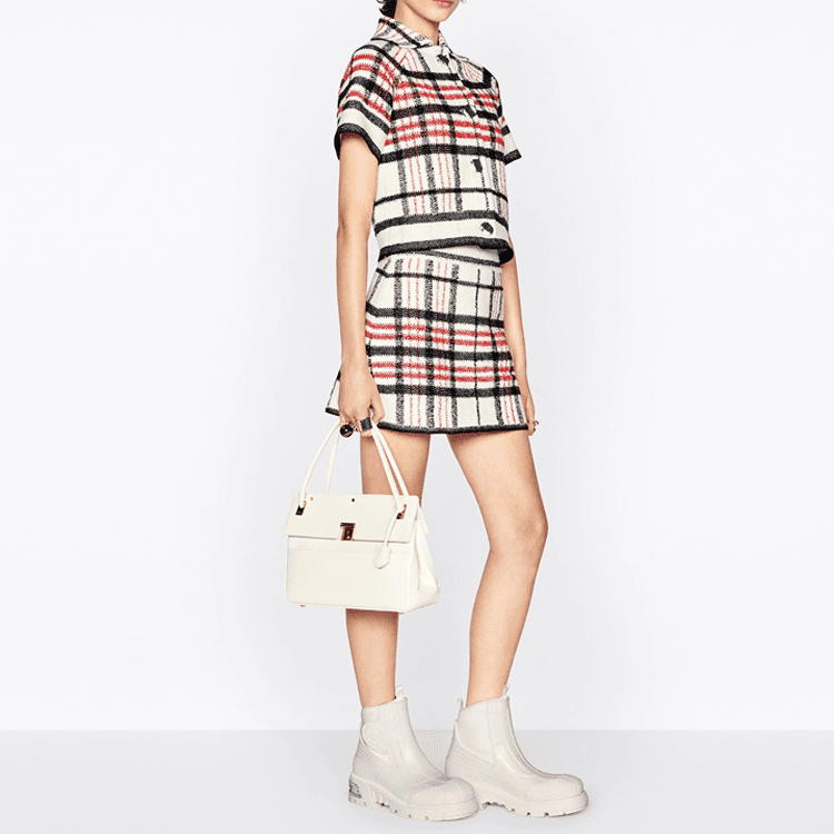Christian DIOR Pre Owned Plaid Tweed Skirt