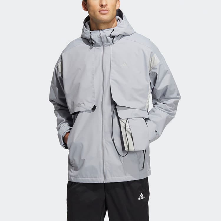 Adidas Jackets Gray Hooded (Nondetachable) Moderate Straight Fit