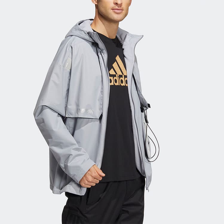 Adidas Jackets Gray Hooded (Nondetachable) Moderate Straight Fit