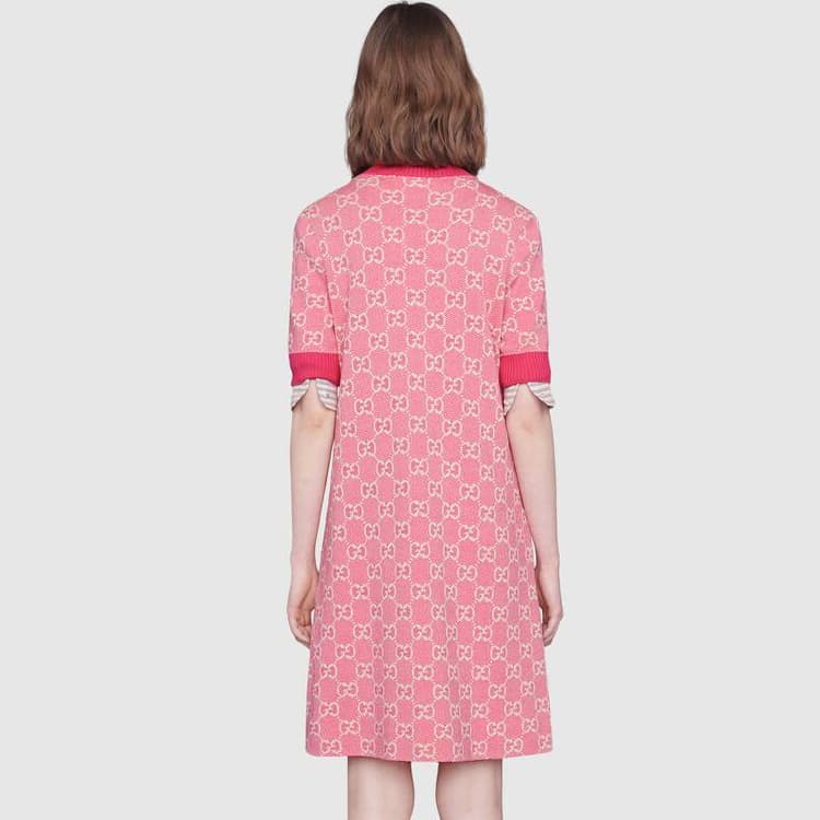 GUCCI Short Sleeved Dress Pink