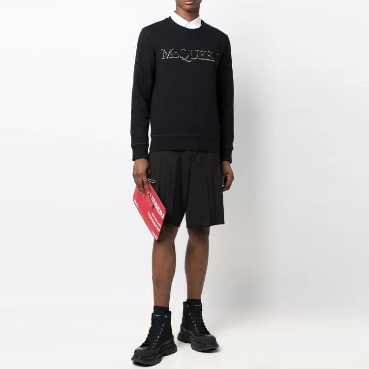 Alexander McQueen Sweatshirts Black Crew Neck Moderate Regular