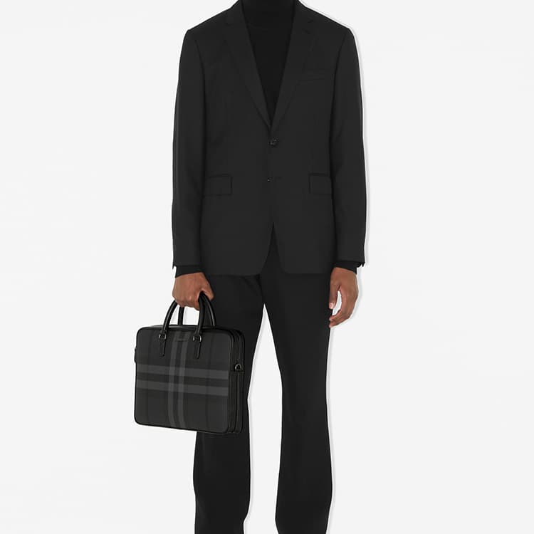 Burberry Calfskin Decoration Handbag, Shoulder Bag, Crossbody Bag, Briefcase Charcoal Black