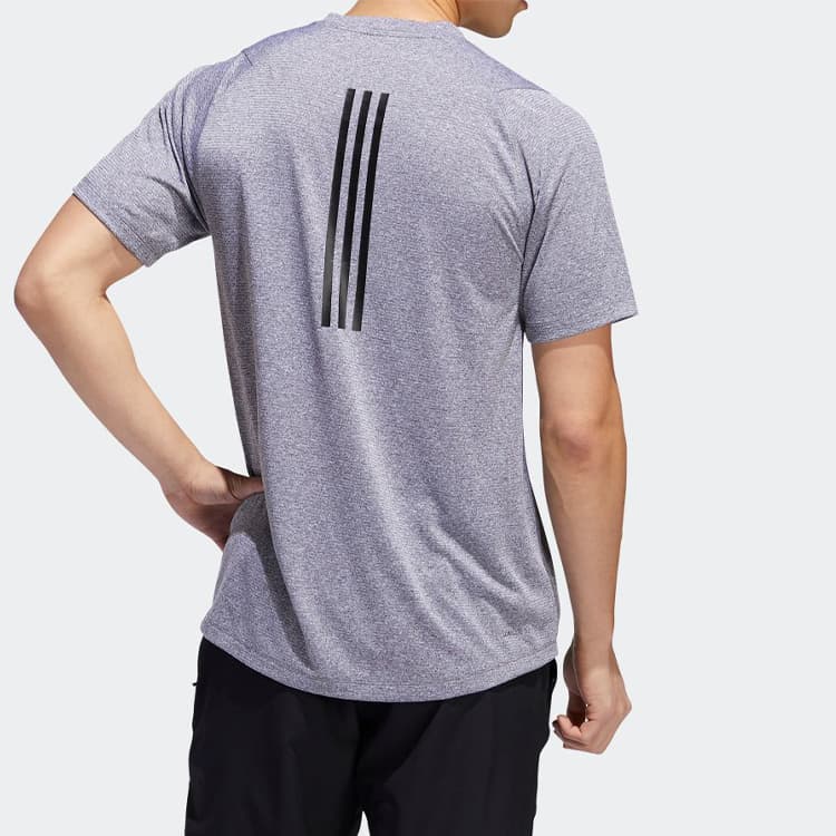 Adidas T Shirts White Purple Crew Neck Moderate Straight Fit