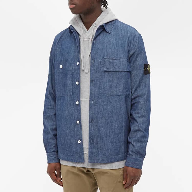 STONE ISLAND Shirts Blue Lapel Moderate Other