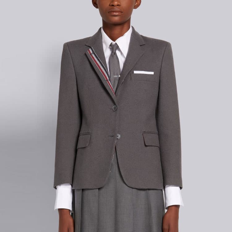 THOM BROWNE Business Suits Dark Gray V Neck Moderate