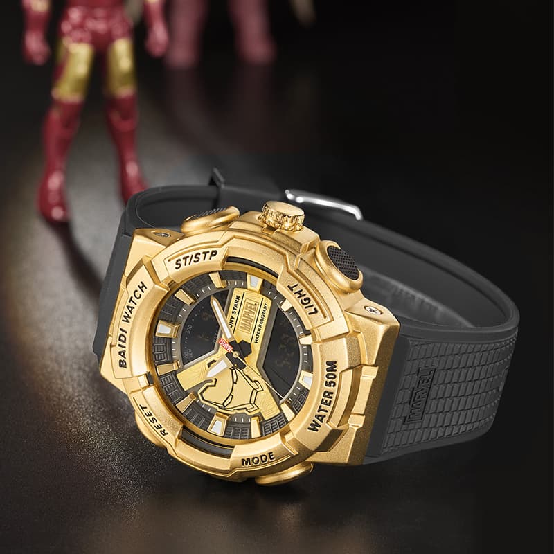 MARVEL Hero Collection Electronic Movement TPU Strap Watch Gold Dial M 5039G