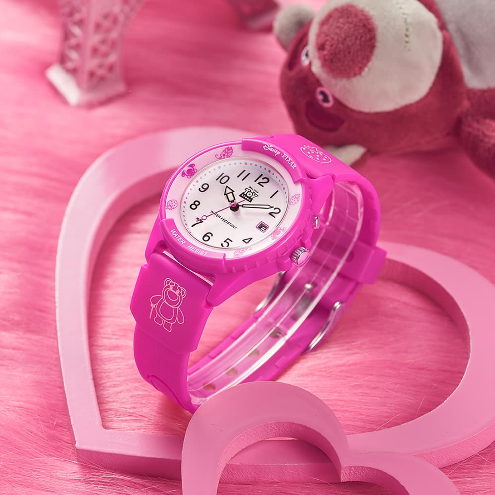 Disney Strawberry Bear Series Quartz Movement Silicone Strap Watch Watch White Dial