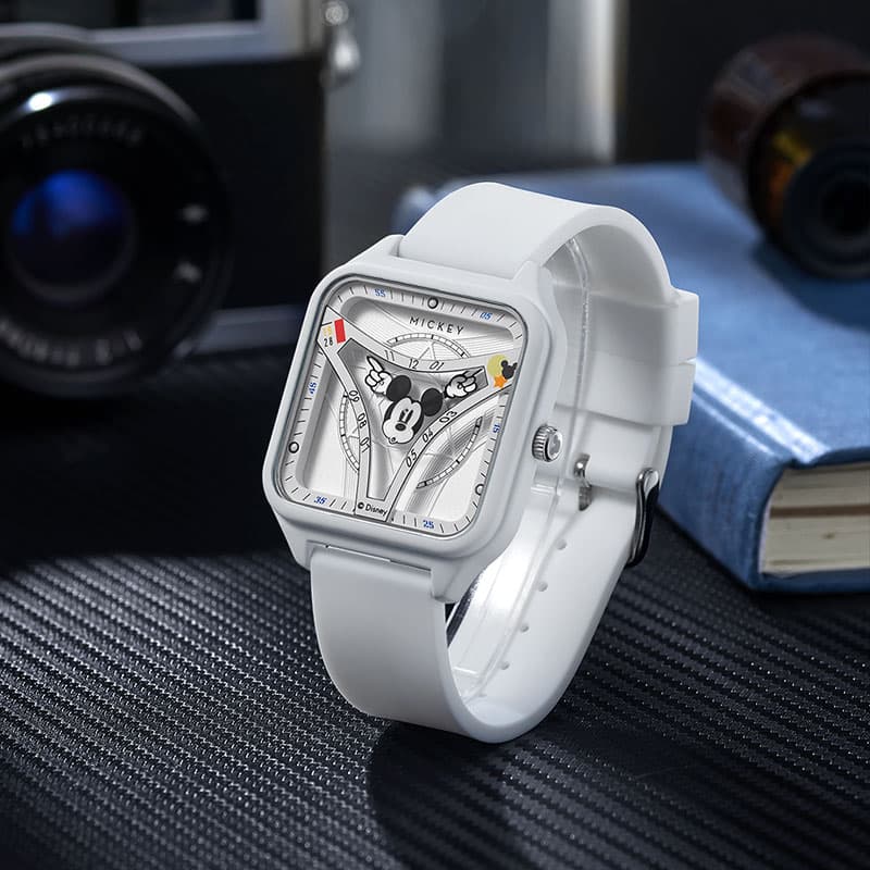 Disney Mickey Series Quartz Movement Silicone Strap Watch White Dial