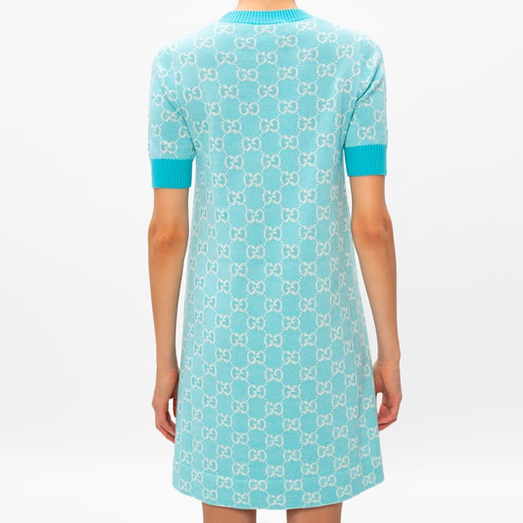 GUCCI Short Sleeved Dress Light Blue