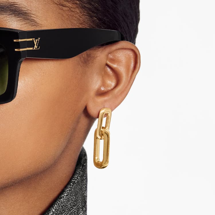 LOUIS VUITTON Lv Edge Double Earrings