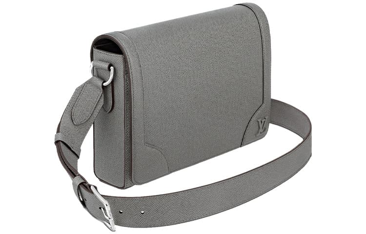 LOUIS VUITTON Embossed Cow Messenger Bag, Shoulder Bag Gray