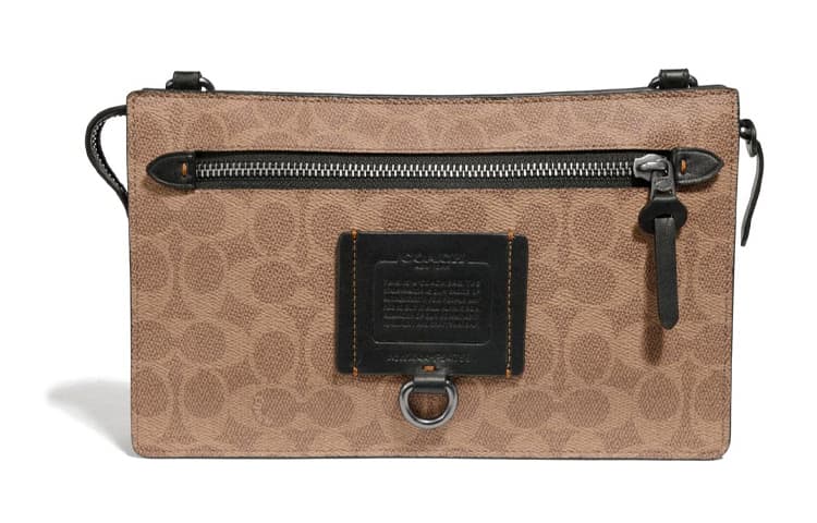 COACH Rivington Monogram Canvas With One Shoulder Crossbody Clutch Khaki Basic Set (Bag+Dust Bag)