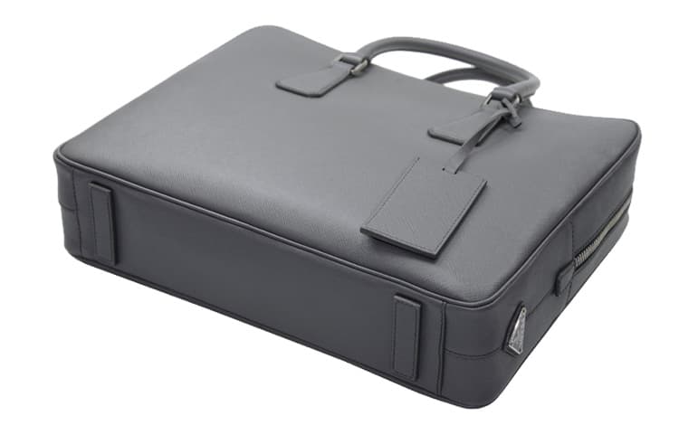 PRADA Saffiano Business Cow Handbag Briefcase Gray
