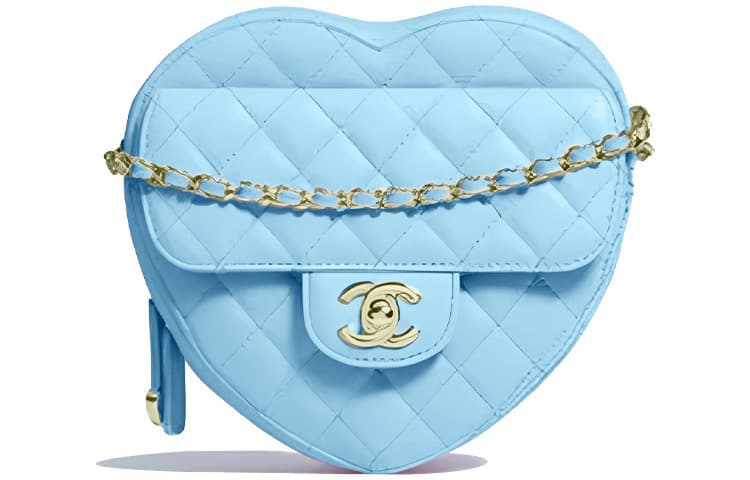 CHANEL Lambskin Shoulder Bag, Crossbody Bag Large Blue Gift Set(Basic Set+Box+Shopping Bag)