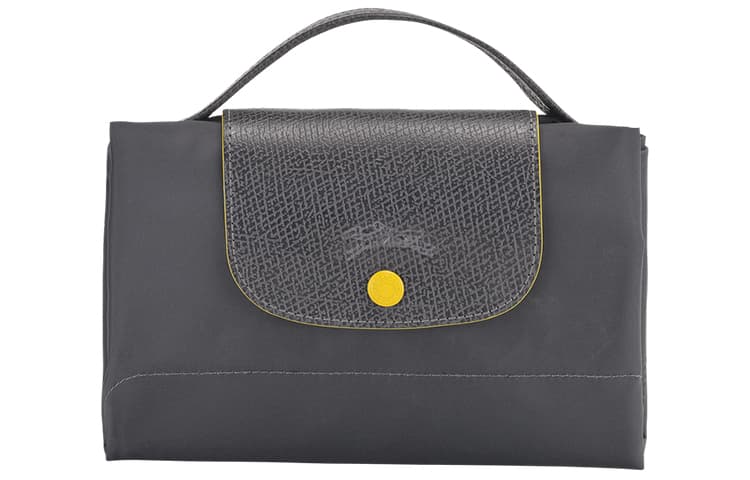LONGCHAMP Le Pliage Club Cow Trim Handbag Briefcase Small Metal Gray
