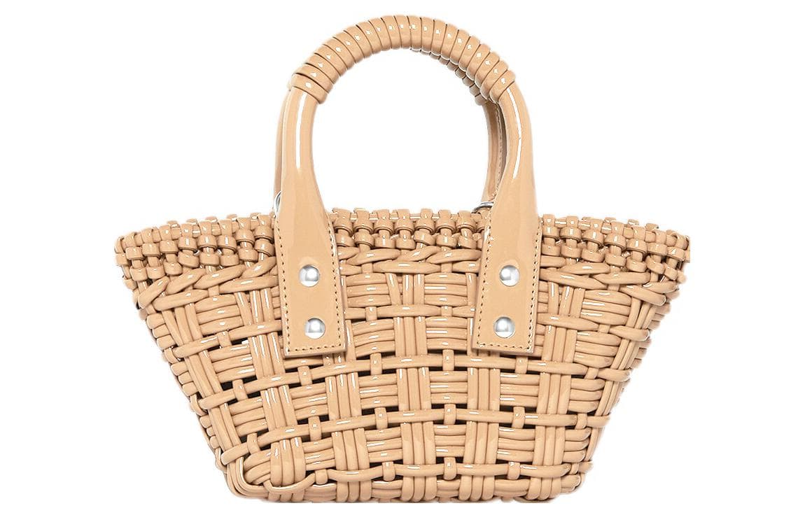 Balenciaga Bistro Polyurethane Basket Bag, Handbag, Shoulder Bag, Crossbody Bag Extra Small Brown
