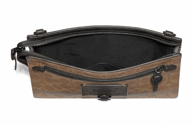 COACH Rivington Monogram Canvas With One Shoulder Crossbody Clutch Khaki