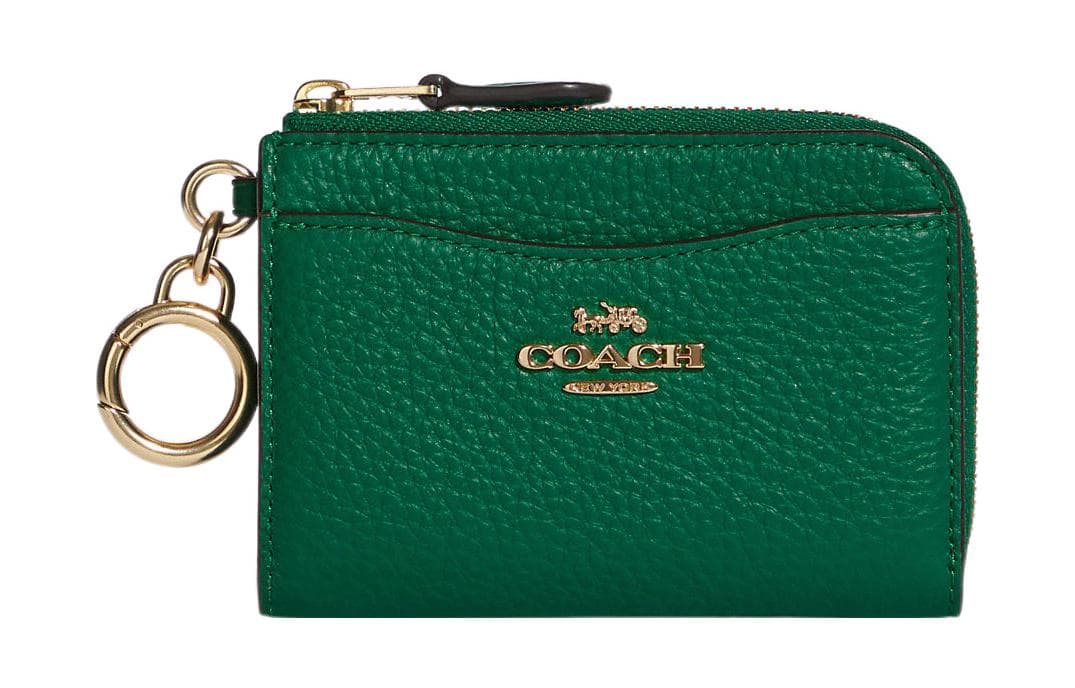 COACH Card Case Wallet, Card Holder Green Basic Set (Bag+Dust Bag)