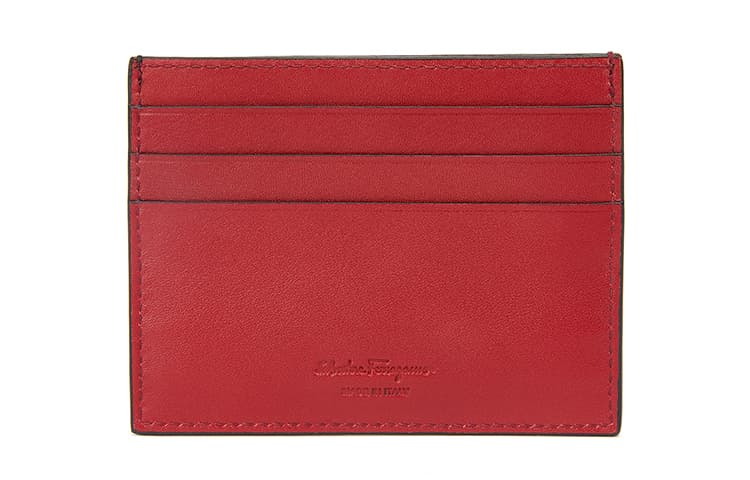 FERRAGAMO Cow Card Holder Card Holder Black/Red