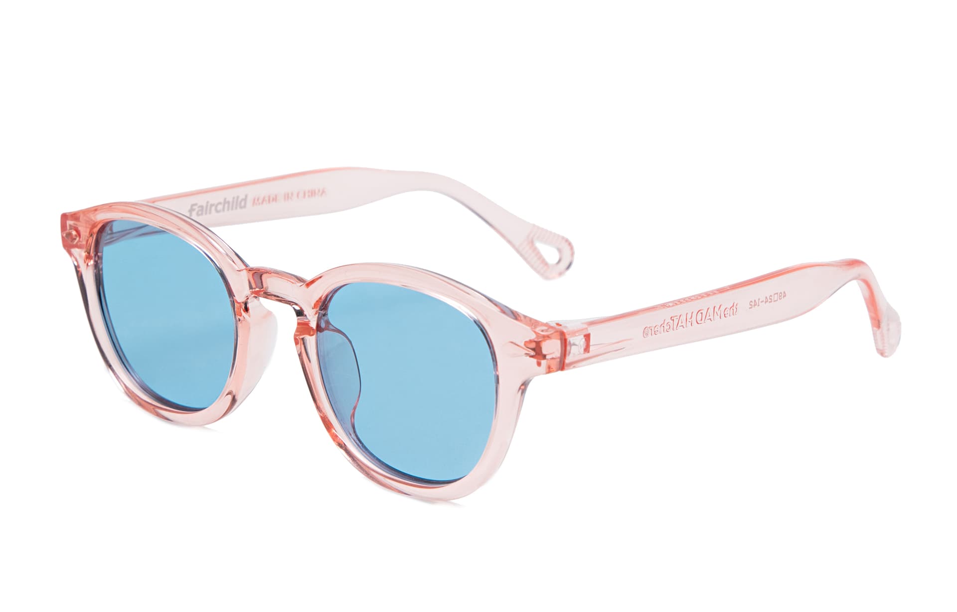 The MAD HATcher TR90 Oval Sunglasses Transparent Pink Frame with Blue Polarized Lens