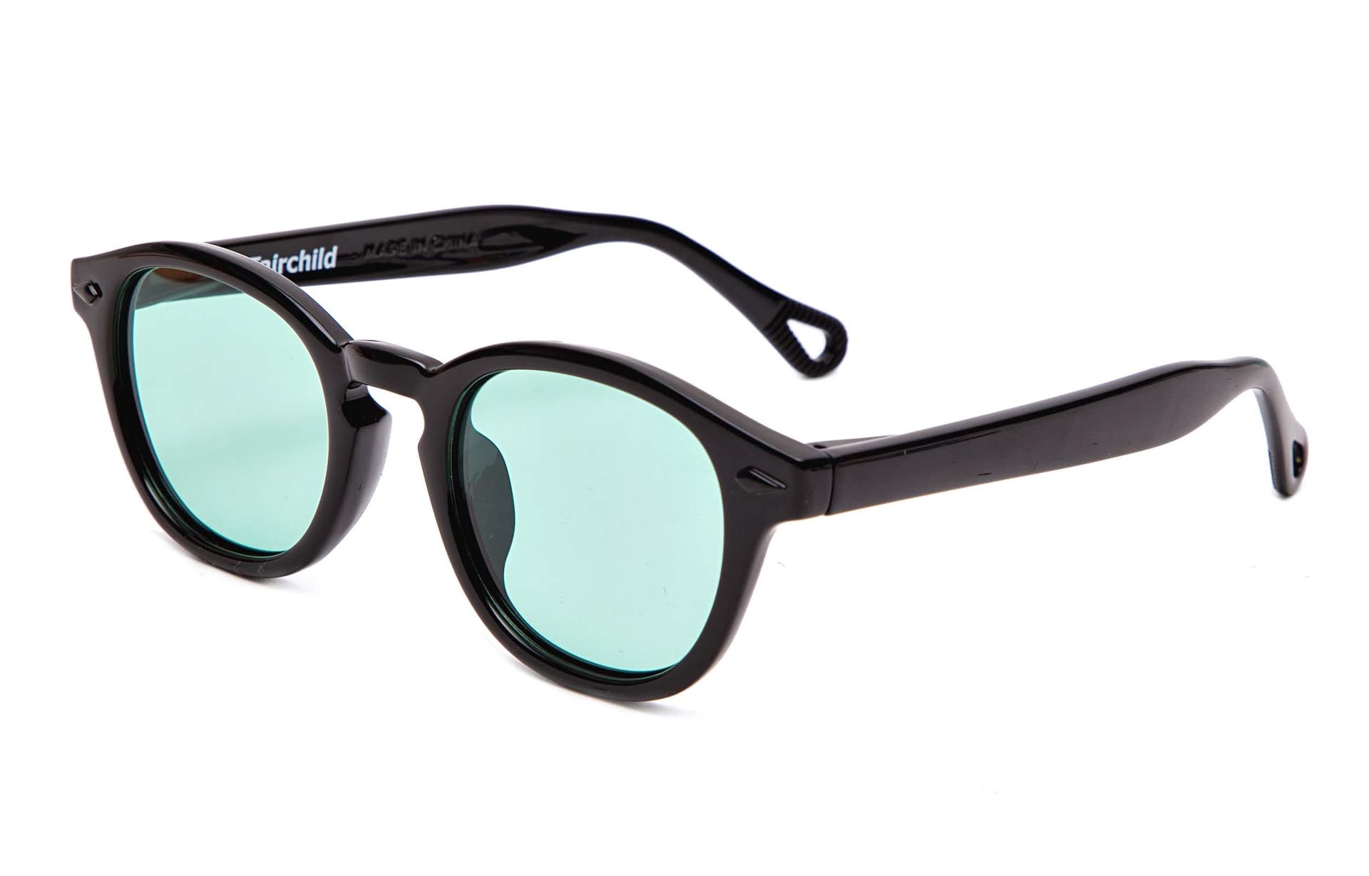 The MAD HATcher TR90 Oval Sunglasses Black Frame with Green Polarized Lens