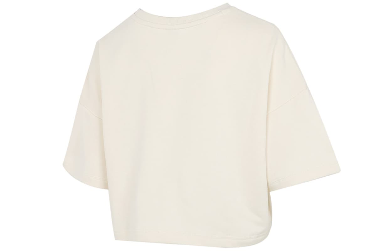 PUMA Crop Tops Ecru Crew Neck Moderate