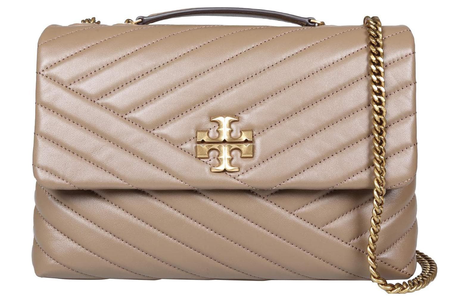 TORY BURCH Kira Crossbody One Shoulder Handbag Taupe Basic Set (Bag+Dust Bag)