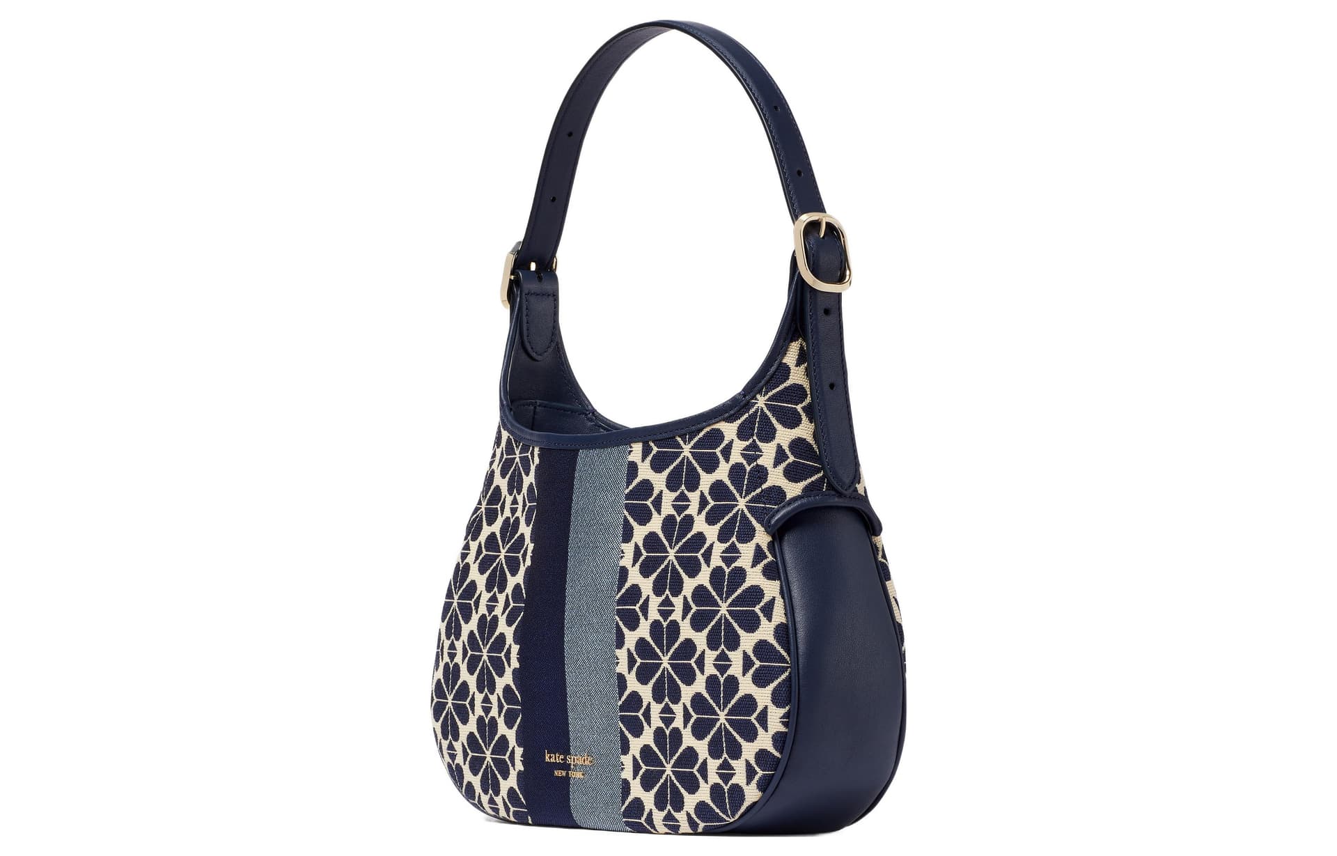 Kate Spade Flower Jacquard With Cow Shoulder Bag, Handbag, Shoulder Bag Blue & Black