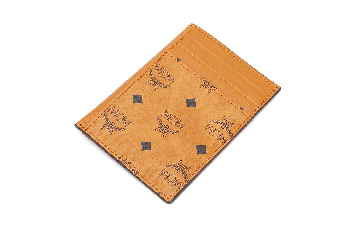 MCM Coated Canvas Card Holder Business Card Holder Card Holder Mini Cognac
